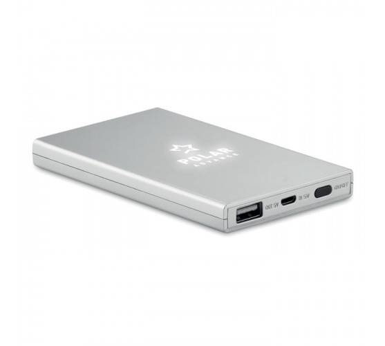 Powerbank 4000mAh Light up - srebrny